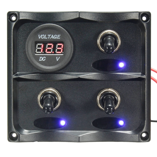 

3 Gang LED Toggle Switch Panel Digital Battery Voltmeter For Caravan Boat Marine