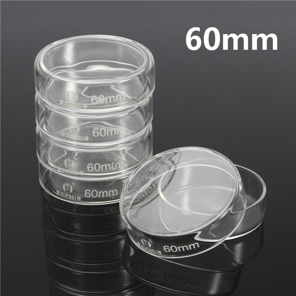 

5Pcs 60mm Clear Glass Petri Dish Culture Plate With Lid Lab Glassware