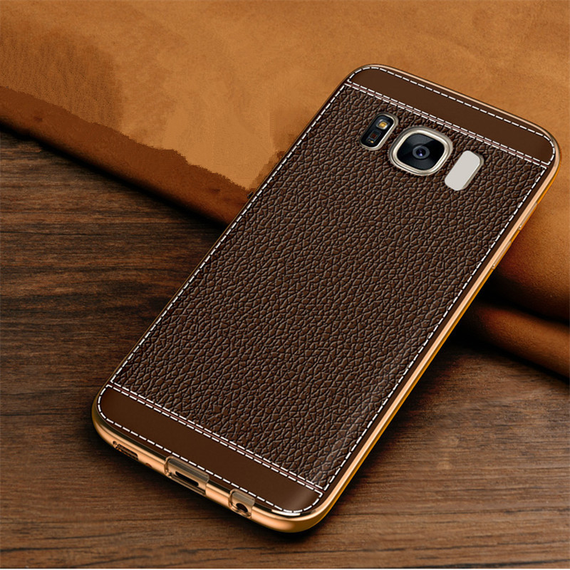 

Electroplating Litchi Texture Ultra Thin Soft Leather+TPU Shockproof Case For Samsung Galaxy S8