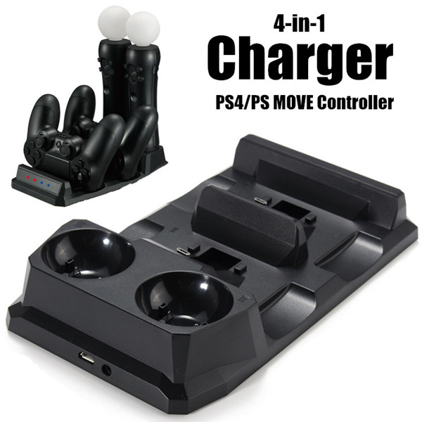 

4 In 1 Controller Charger Dock Station Stand For Playstation PS4 PSVR VR Move