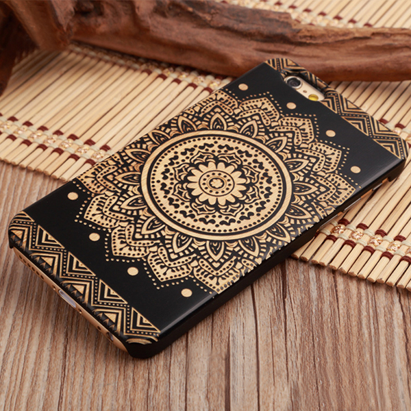 

Natural Wood+PC Flower Mask Texture Shockproof Case For iPhone 7 4.7 Inch