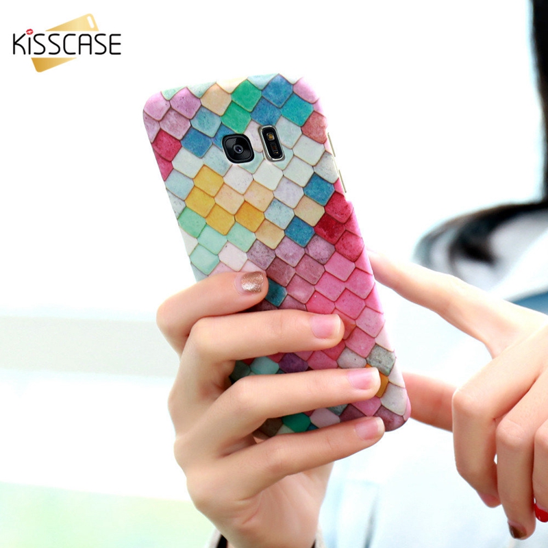 

KISSCASE Glowing Colorful Grid Mermaid 3D Girly Cover Case for Samsung Galaxy S7 Edge