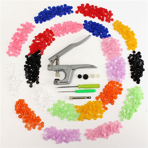 Fastener Plier Kit T5 Plastic Resin Press Stud Cloth Diaper Button 100pcs