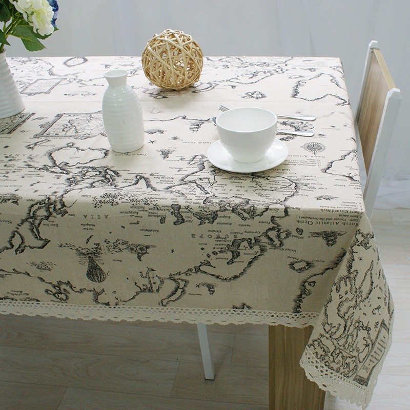 

World Map Table Cloth High Quality Lace Tablecloth Decorative Elegant Table Cloth Linen Table Cover