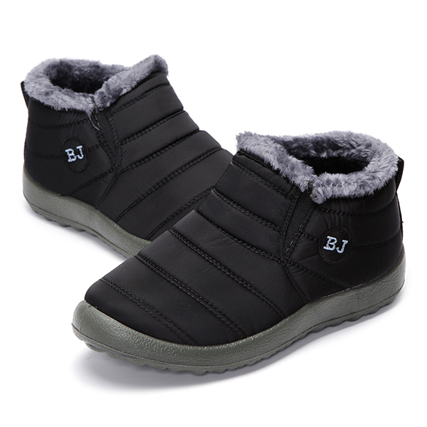 Warm Wool Lining Slip On Flat Ankle Snow Boots For Women - US$22.99
