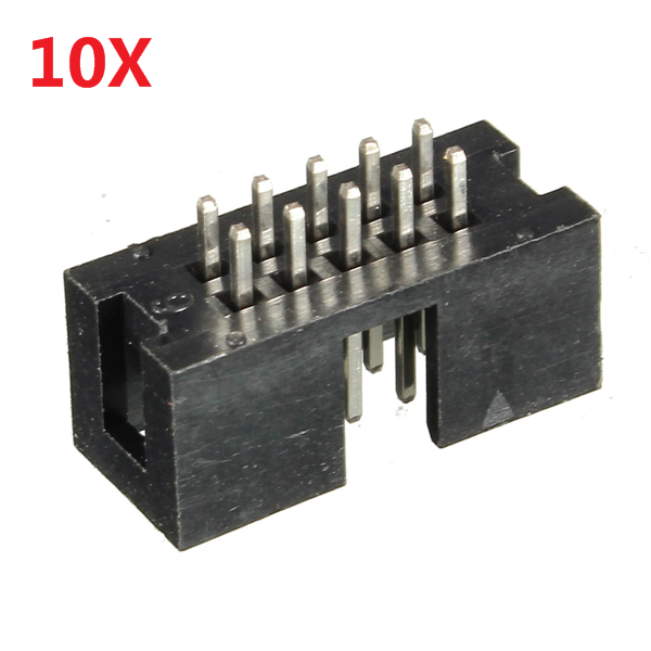 

10Pcs 10 Pin Dual Row 2.54mm Straight Male IDC Socket Box Header Connector