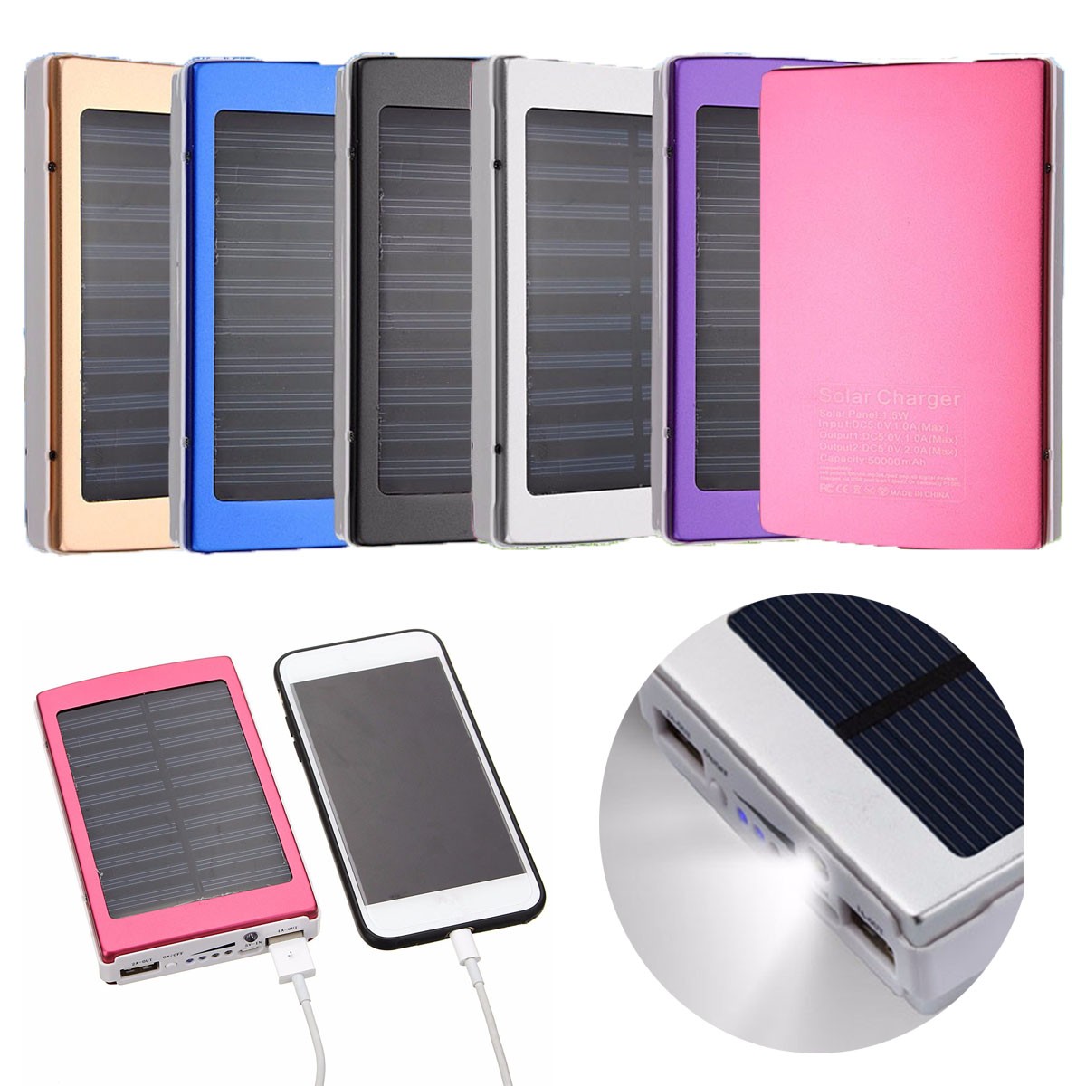 

8000mAh Dual USB Solar External Power Bank Battery Charger Pack For iPhone 7 Plus Xiaomi Smartphone
