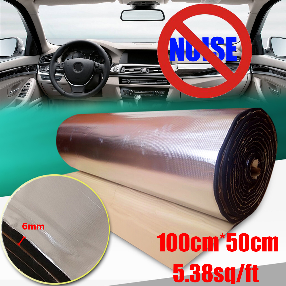 New 1× 0.5m 10mm Car Sound Deadener Heat Insulation Deadening Noise Material Mat