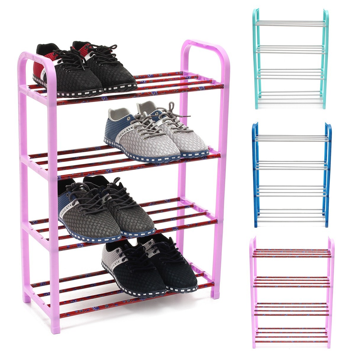 

4 Tiers Shoes Display Storage Organizer Stainless Steel DIY Cabinet Towel Rack Stand Shelf Holder Unit Shelves