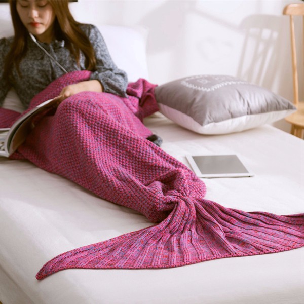 

Honana WX-29 3 Size Yarn Knitting Mermaid Tail Blanket Fibers Warm Soft Home Office Sleep Bag Bed Mat