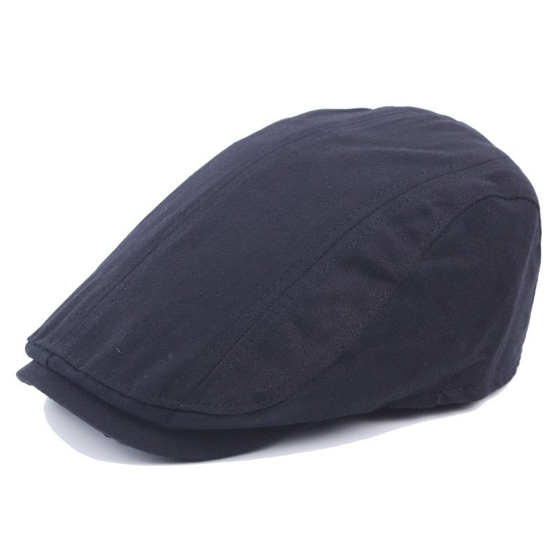 

Men Women Solid Color Cotton Beret Cap Casual Forward Stitching Matching Peaked Hat