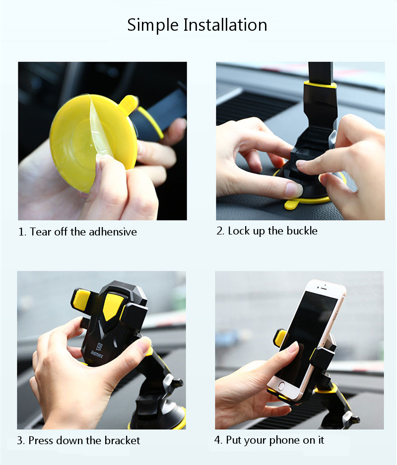 REMAX RM-C26 Car Dashboard Front Glass Desktop Suction Cup Phone Holder for Phone Under 6 inches