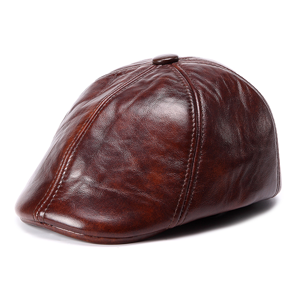 Unisex Cowhide Genuine Leather Earflap Earmuffs Beret Hat Ear ...
