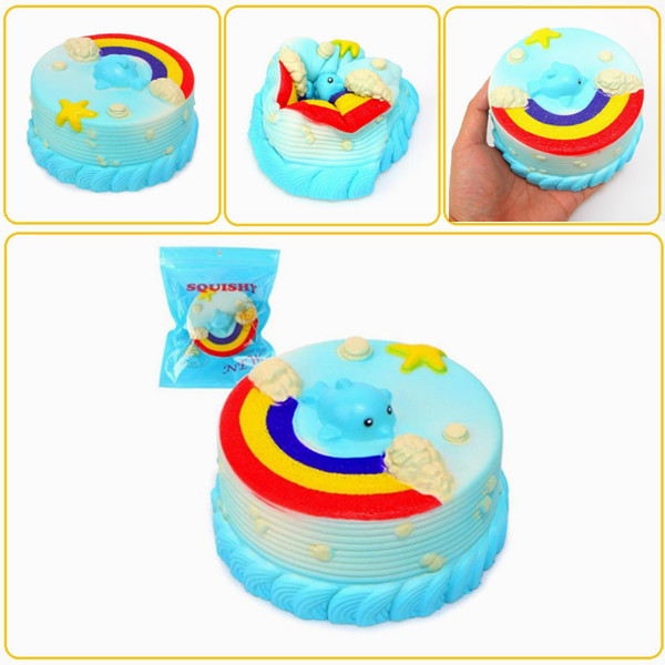 NON NON Squishy Jumbo Ocean Rainbow Cake Dolphin Star Slow Rising Original Packaging Decor Gift Toy