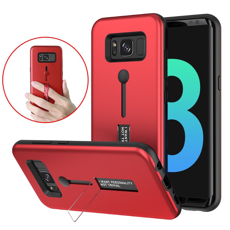 

Bakeey Built-in Kickstand Strap Grip PC+TPU Protective Case For Samsung Galaxy S8 5.8"