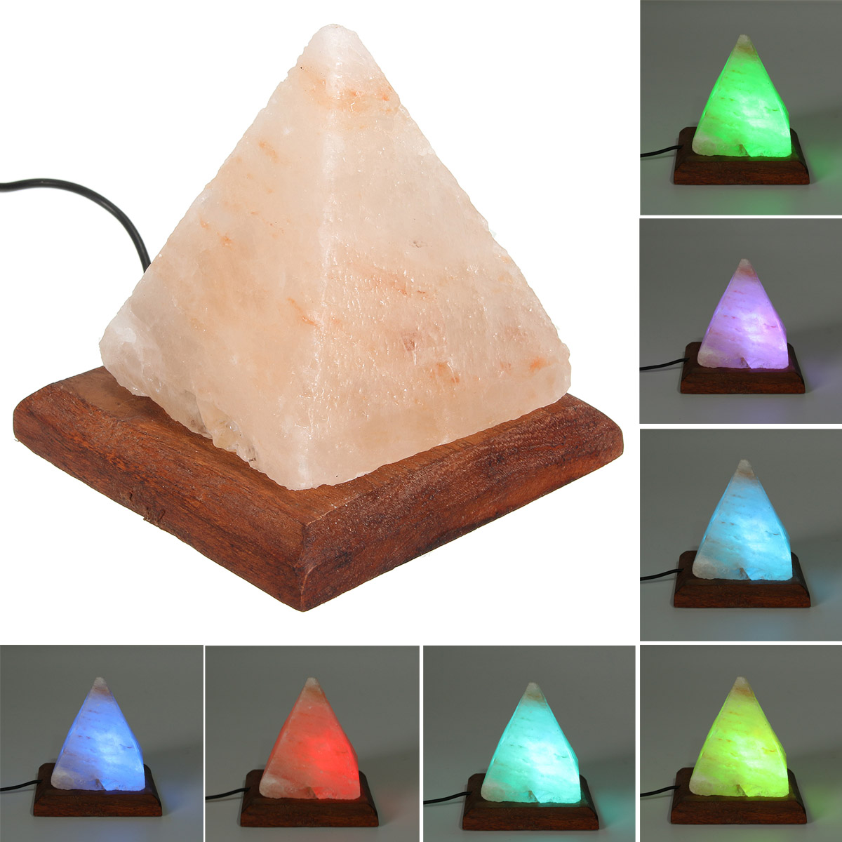 DecBest Lampe en Cristal de Sel de l'Himalaya Air Purifiant Ionise Veilleuse LED Lumiere RVB a USB Lampe a Poser