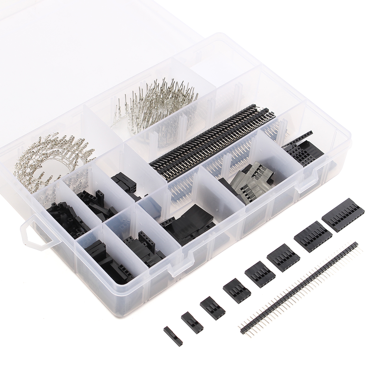 

525Pcs 2.54mm Wire Jumper Pin Header Connectors Housing Female Kit And M/F Crimp Pins