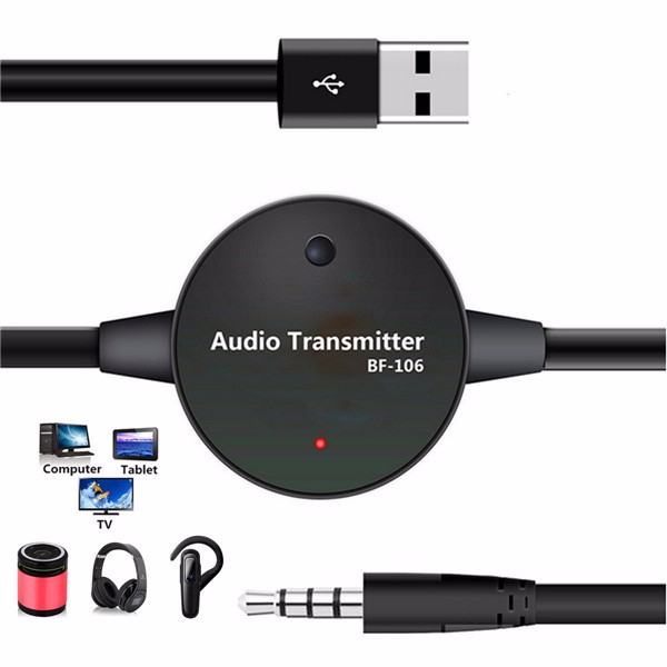 

BF-106 3.5mm Bluetooth Stereo Audio Transmitter Receiver RCA Music Adapter Car Home AUX