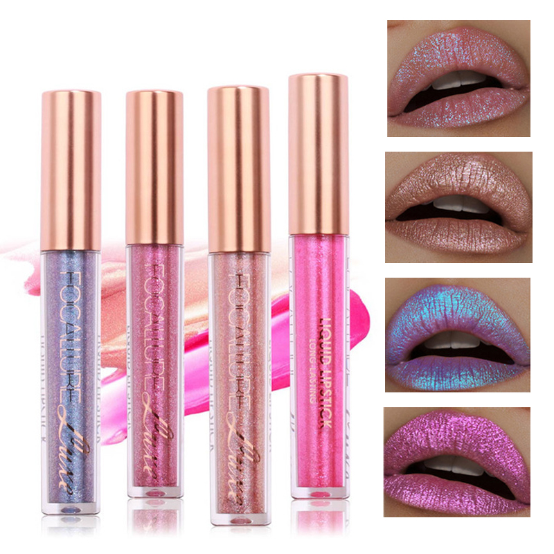 FOCALLURE 6 Colors Metallic Matte Lip Gloss Liquid Diamond Glitter Lipsticks Cosmetics Makeup 