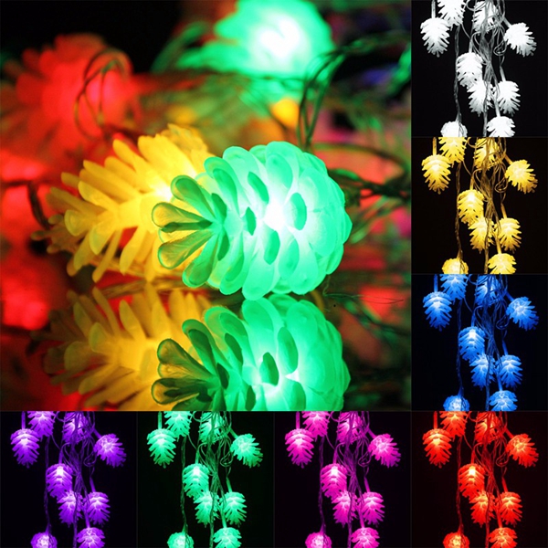 

5M 20LED Pine Cone Fairy String Light Waterproof Christmas Outdoor Decor 220V