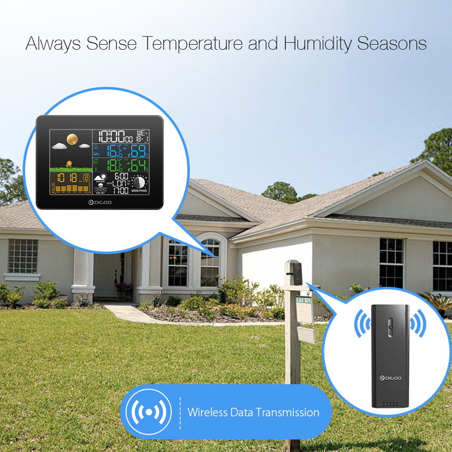 Digoo DG-TH8868 Wireless Full-Color Screen Digital USB Outdoor Barometric Pressure Weather Station Hygrometer Thermometer Forecast Sensor Clock