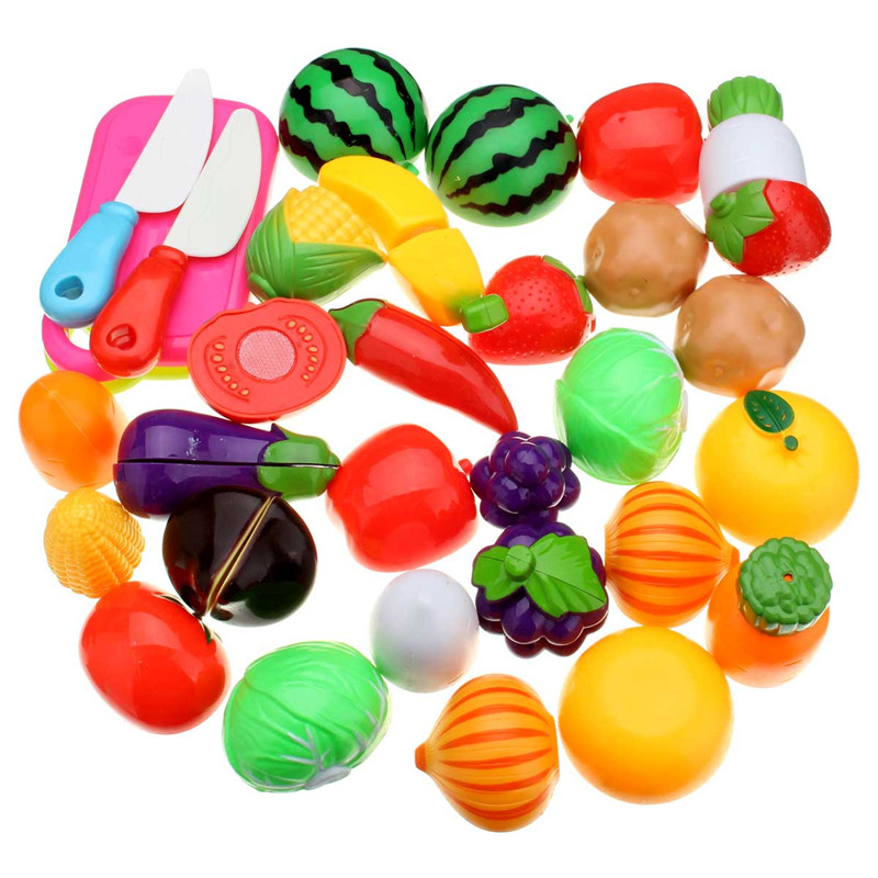 

20PCS Fun Cut Fruit Vegetables Kitchen Playset Cutting Pieces Role Play Kids Toy