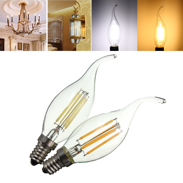 

E14 LED 4W COB Edison Retro Filament Light White/Warm White Tungsten Candle Lamp Bulb AC 220V