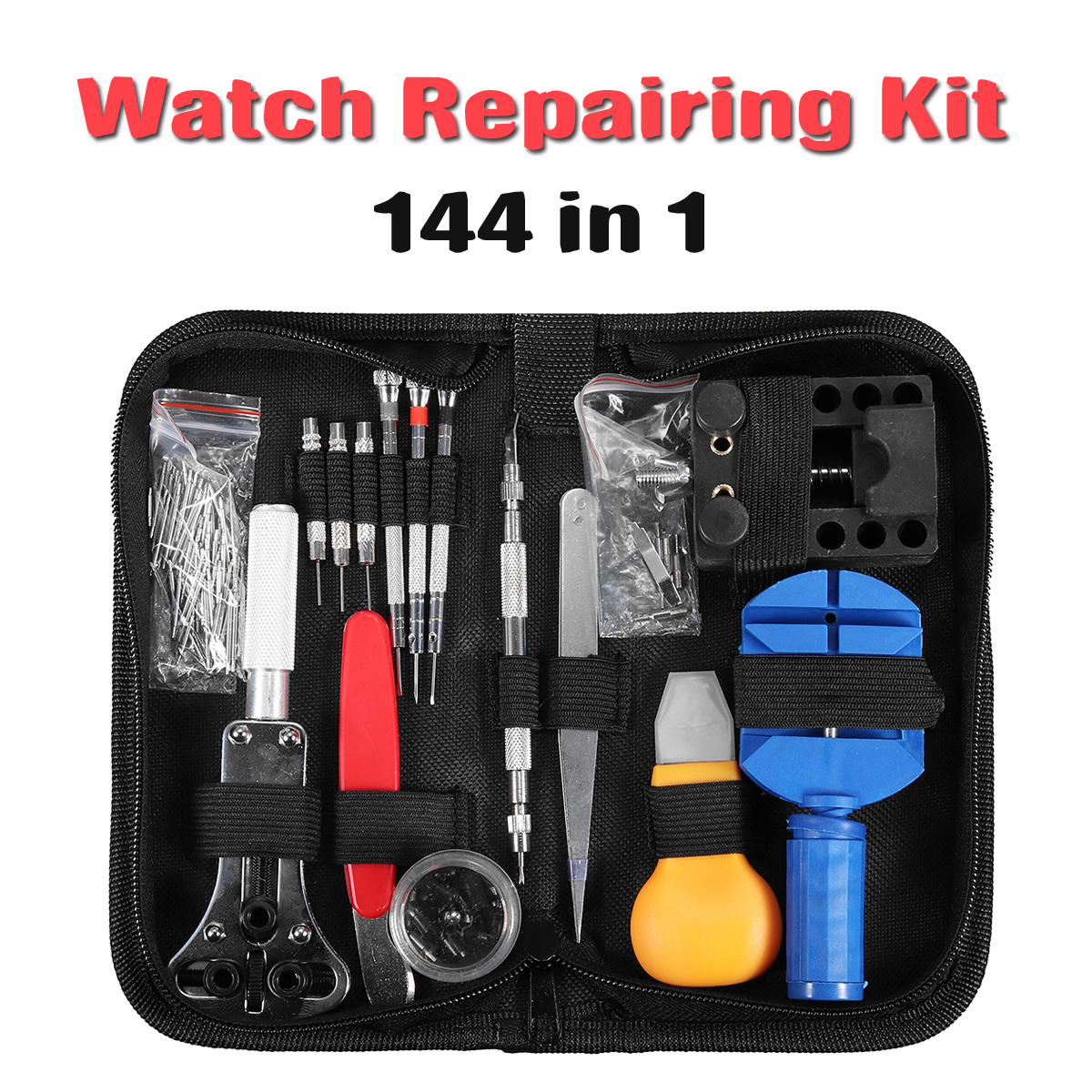 144Pcs Opener Pins Link Remover Spring Bar Watch Repair Tool Set with A Case