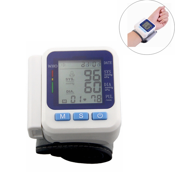 

Automatic Digital Wrist Blood Pressure Heart Rate Monitor Sphygmomanometer
