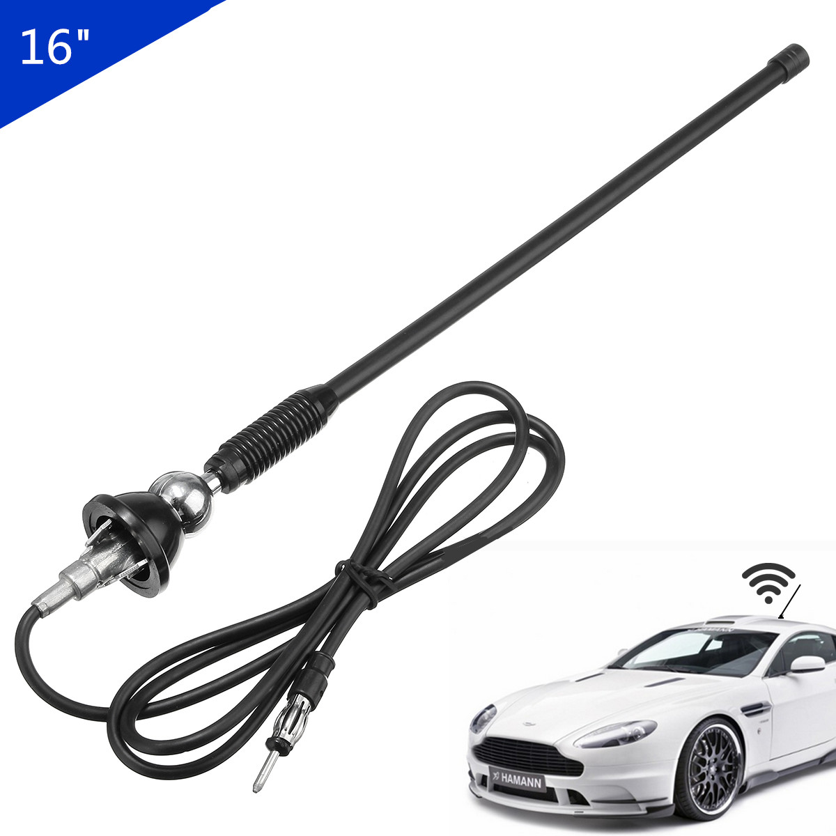 

16 Inch Car Auto Roof Radio Antenna FM/AM Signal Booster Amplifier Aerial Whip Mast