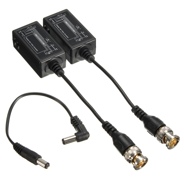 

1 Pair CCTV Camera Coax BNC to CAT5e 6 RJ45 Video Balun with Power Connector