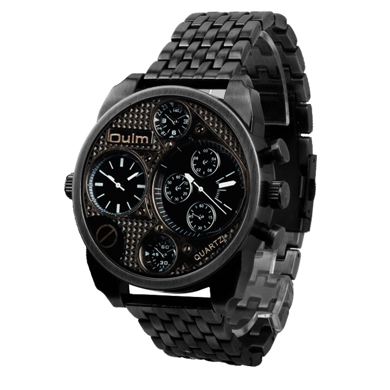 

OULM HT9316-3 Men Watch Two Time Zones Fashion Business Alloy Wrist Watch