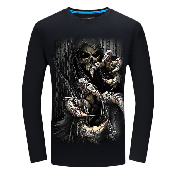 

3D Ghost Claw Skeleton Devil Demon Printing Plus Size Cotton Men Bottoming Personalized T-shirt