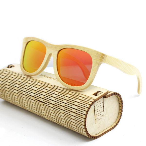 Unisex Handmade Bamboo Legs Polarized Sunglasses Outdoor UV Protaction Colorful Lens Eyewear Glasses