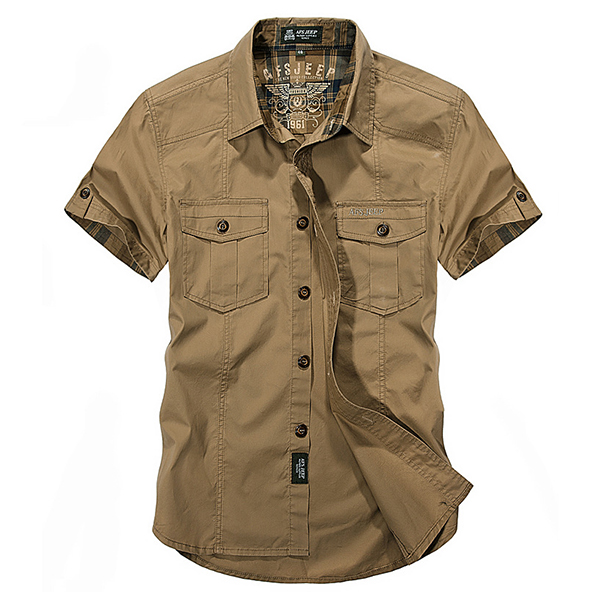AFSJEEP Outdoor Cotton Breathable Multi Pockets Shirts