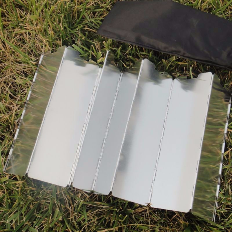 Camping 10 Plates Folding Wind Shield Picnic BBQ Cooking Gas Stove Aluminum Board Screen 