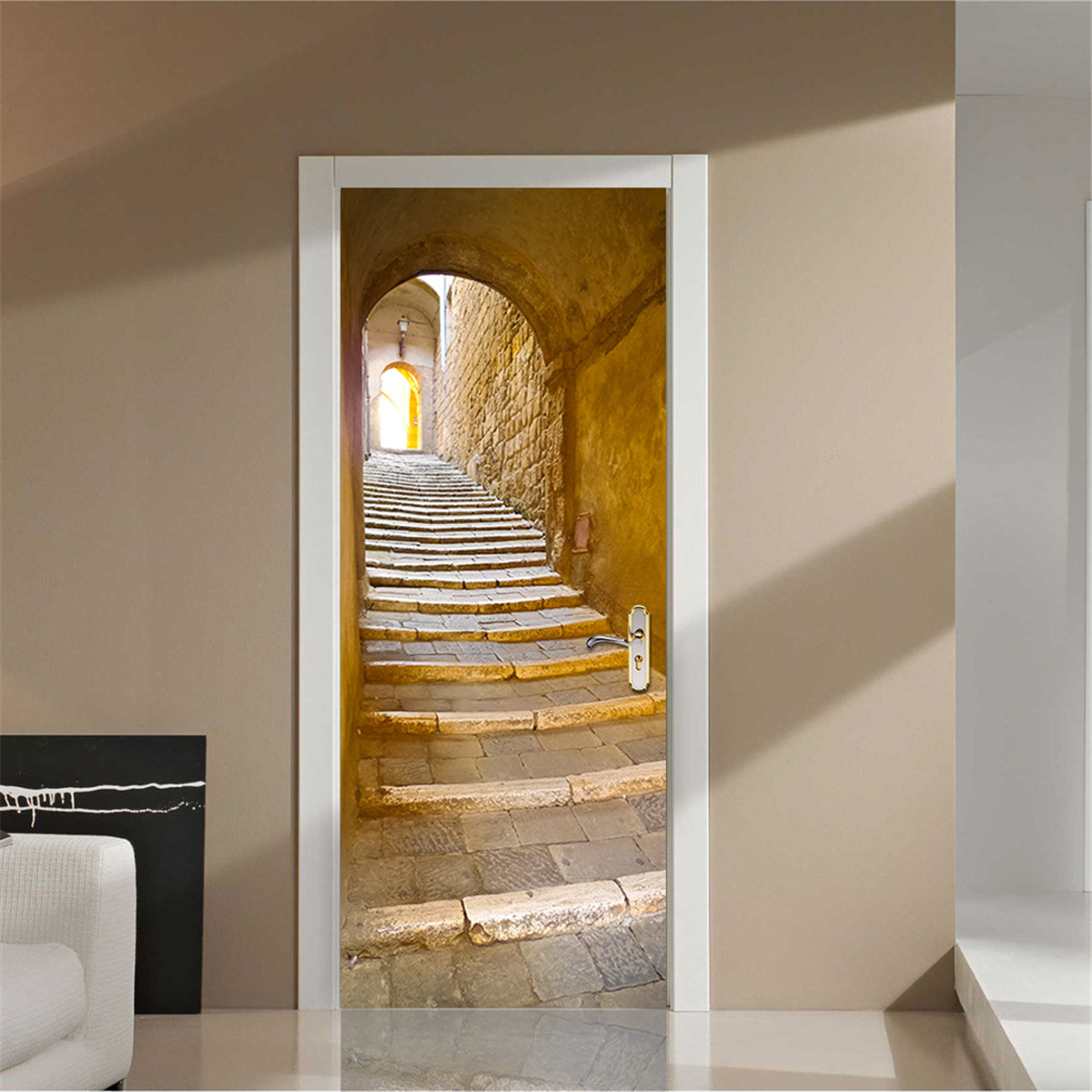 

200X77CM 3D Creative Stairs Passage PVC Self Adhesive Door Wall Sticker Living Room Mural Decor