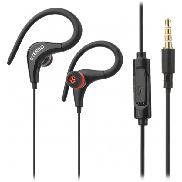 

LEZHONGDA 3.5mm Sport In-ear Earhook Volume Control Wired Earphone With Mic