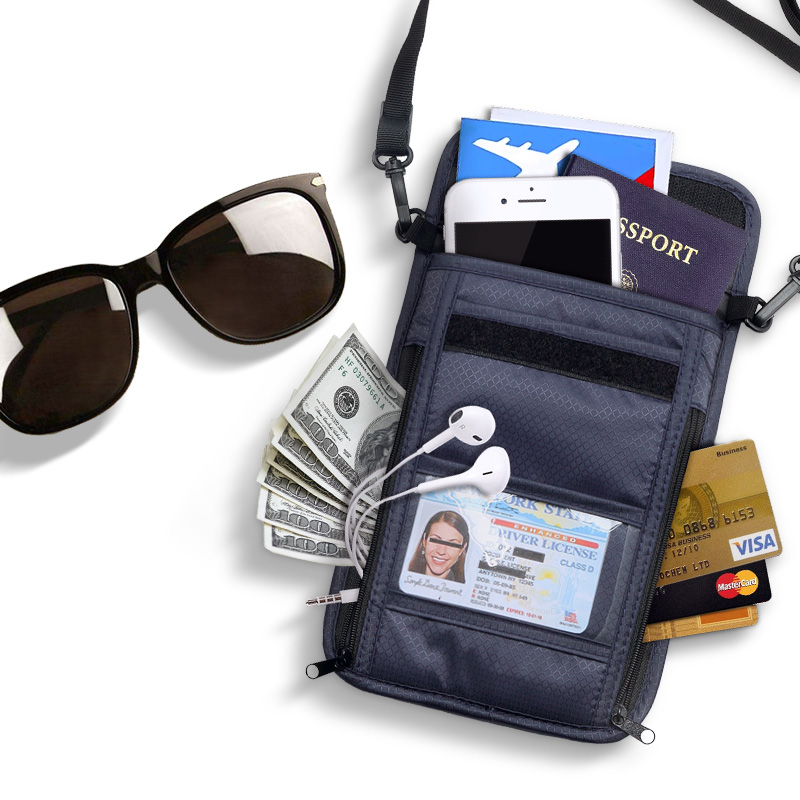 

KCASA KC-PB16 Travel Passport Holder RFID Blocking Storage Bag Waterproof Neck Wallet Organizer