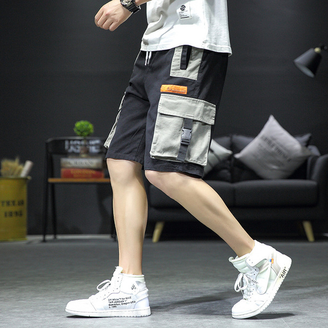 Saison nouvelle outillage shorts hommes japonais grande taille tendance en trois dimensions poches shorts decoratifs pantalon decontracte lache pour hommes
