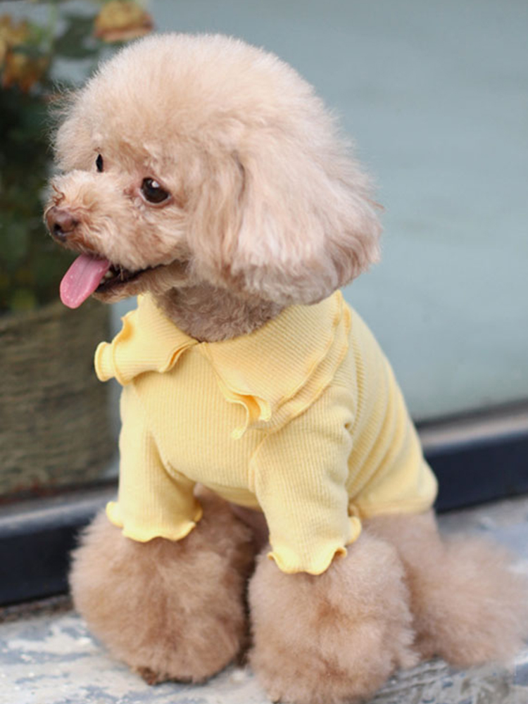 Doppel-Revers-T-Shirt mit Haustierkleidung Hundekleidung einfarbige Basis
