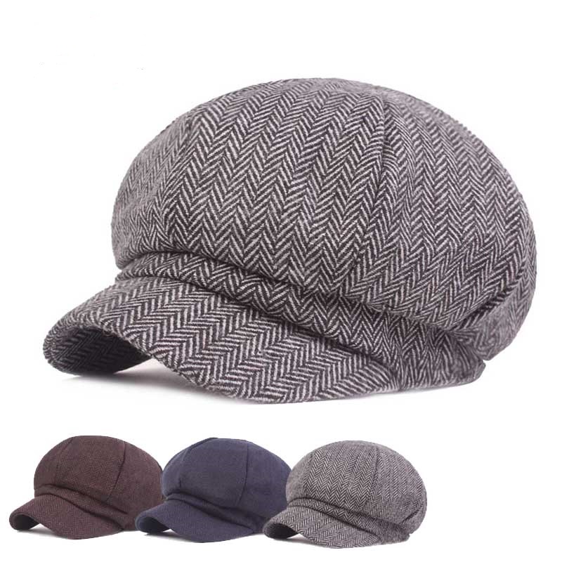 Femmes reglable coton vintage gavroche casquette chaude beret casquette plate confortable chapeau cabbie octogonale