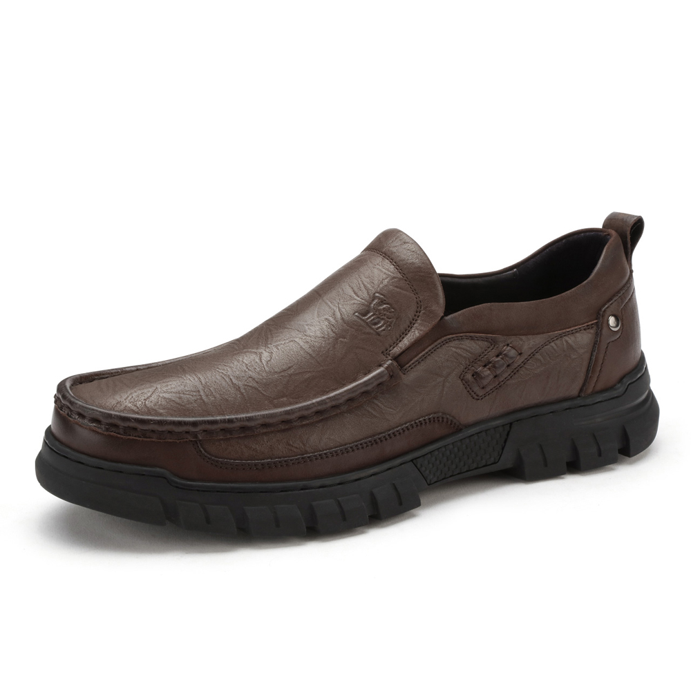 Bilde av CAMEL CROWN Men Soft Cowhide Leather Non Slip Comfy Slip On Business Casaul Shoes