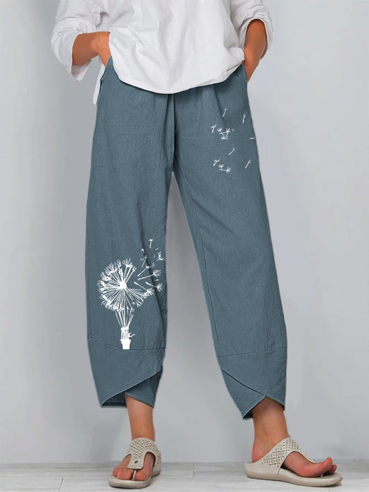 Vita elastica con stampa floreale allentata casual Pantaloni per donna