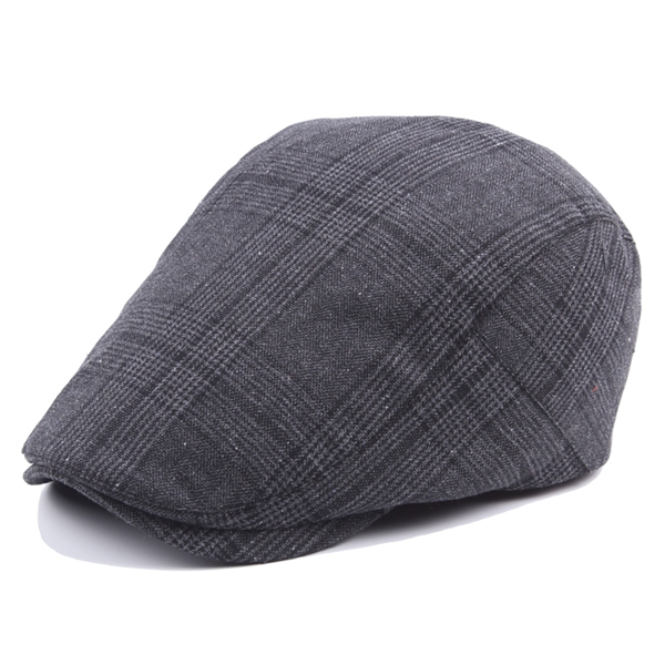Hommes Femmes Coton Grille Beret Chapeau Casual Outdoor Sunshade Hat Forward Peaked Chapeau reglable