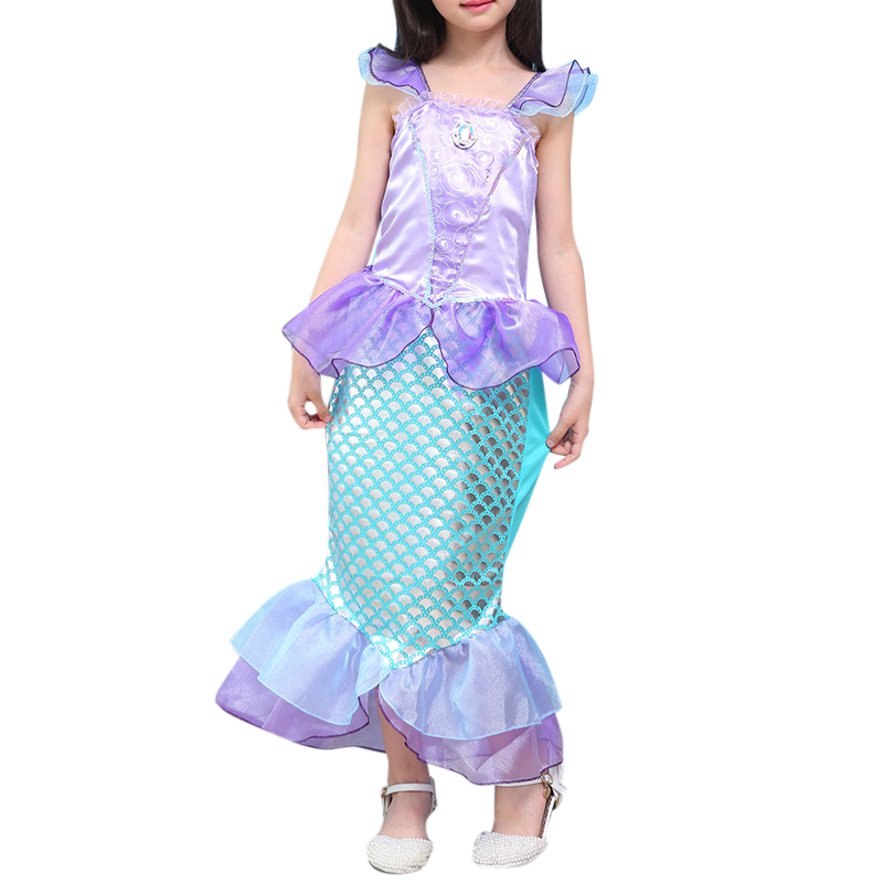 Sirene Cosplay Toddler Filles Enfants Vivid Fishtail Long Robe Pour 3Y 11Y