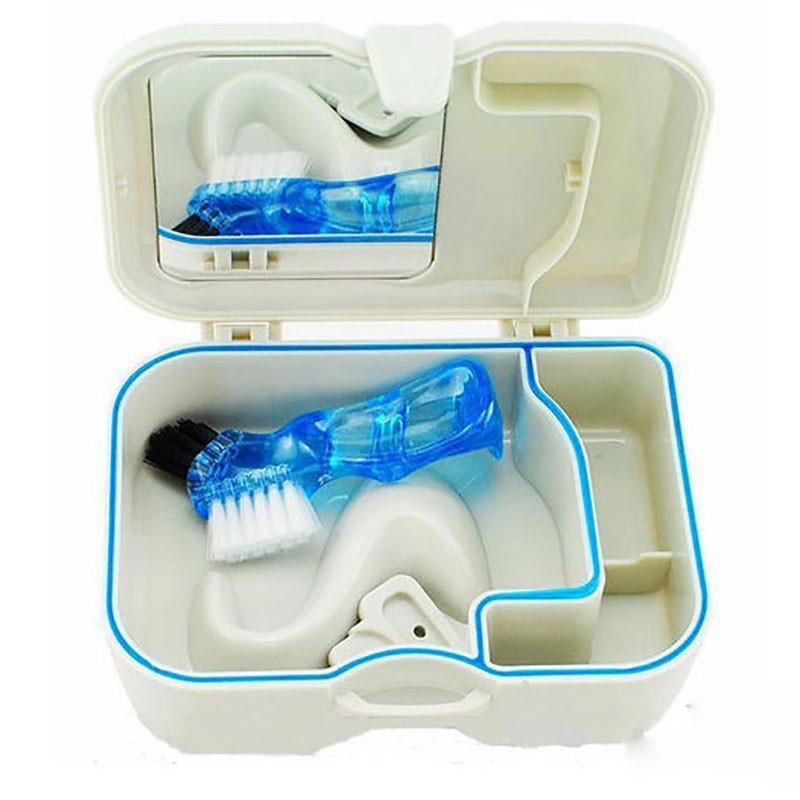 Boîte de rangement en plastique de kit de recipient de cas de prothese avec le miroir et l'appareil dentaire propre de brosse