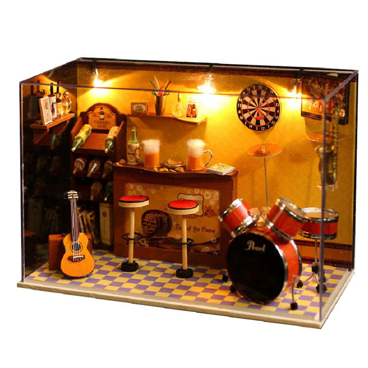 DIY Wood Dollhouse Miniature Avec LED Musique Meuble Couverture Doll House Room Home Decor