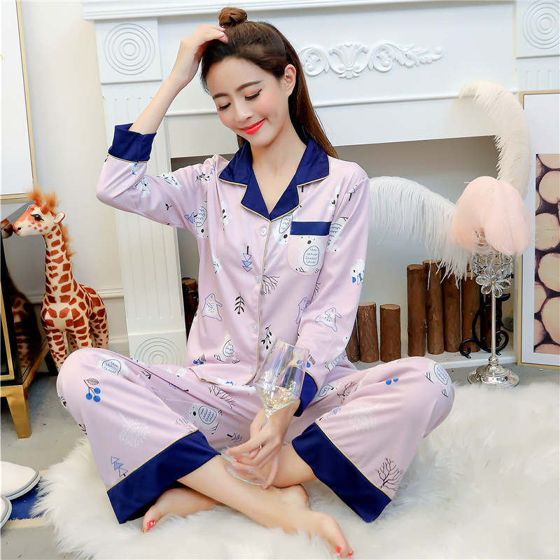 Revers mince pyjama couleur de contraste costume a domicile manches longues