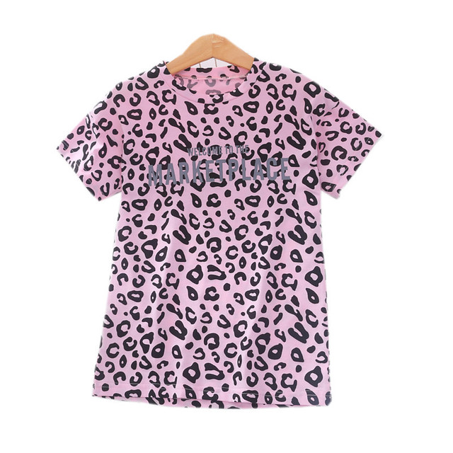 T shirt manches courtes a manches longues leopard pour filles